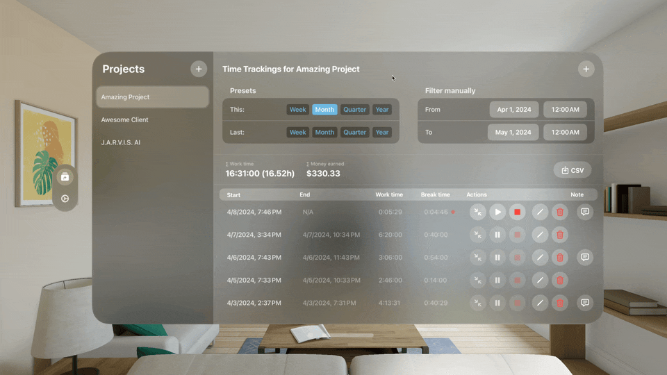 FreelanceKit on Apple Vision.