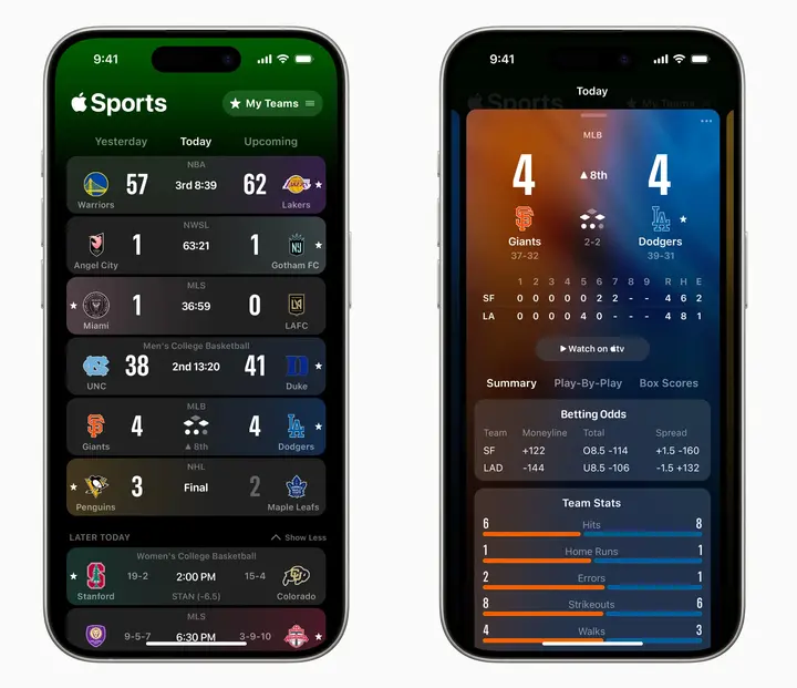 The new Apple Sports app.