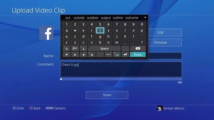 Virtual Keyboard on PS4.
