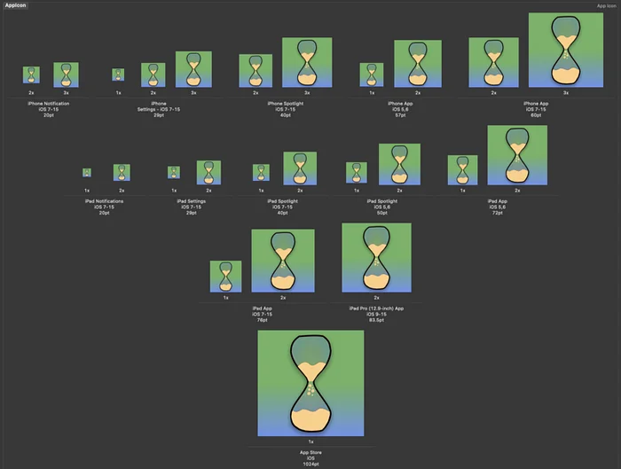 The temporary App Icon set of my Open Focus Timer app