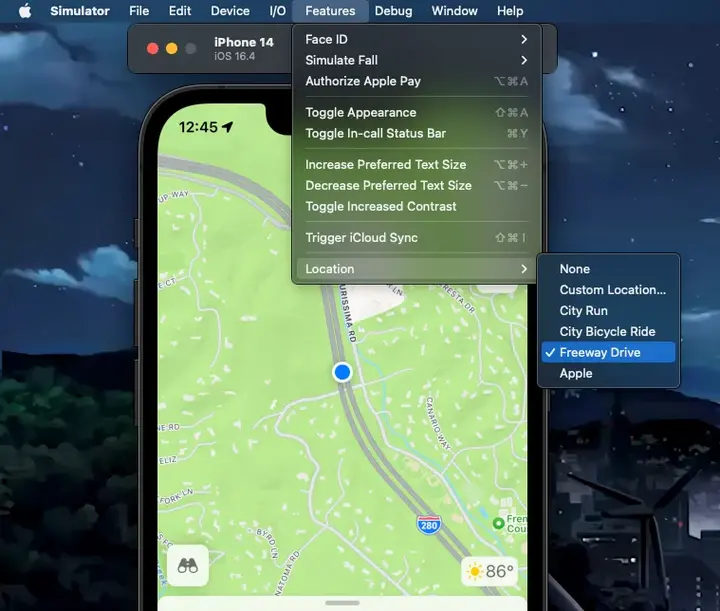 AR/VR development environment screenshot