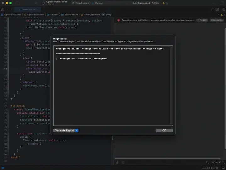 Clicking on “Diagnostics” just stating “MessageError: Connection interrupted”.