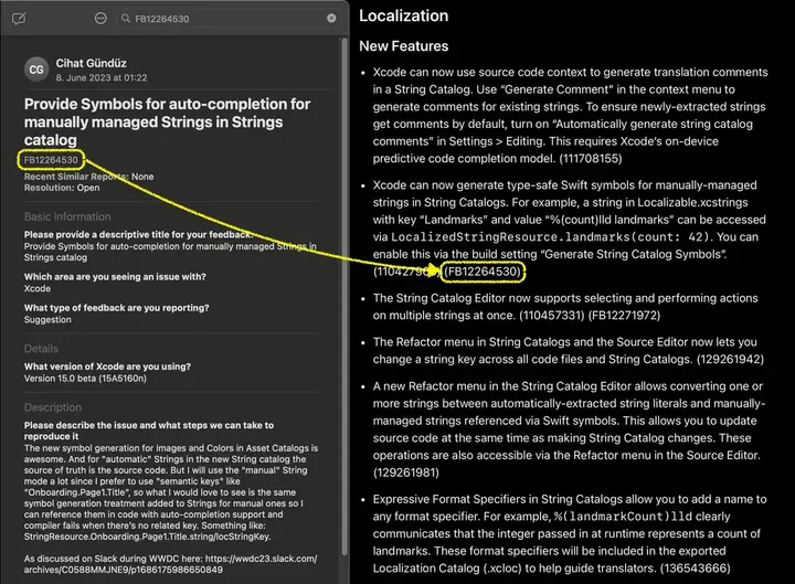 Screenshot showing the implemented feedback request