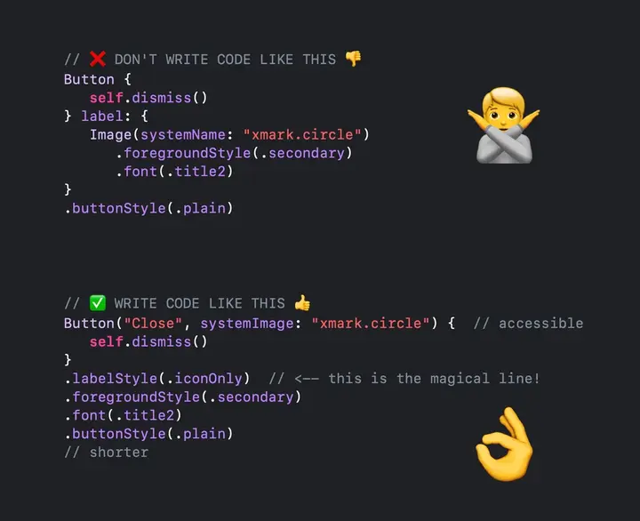 Code comparison showing the wrong way versus the right way